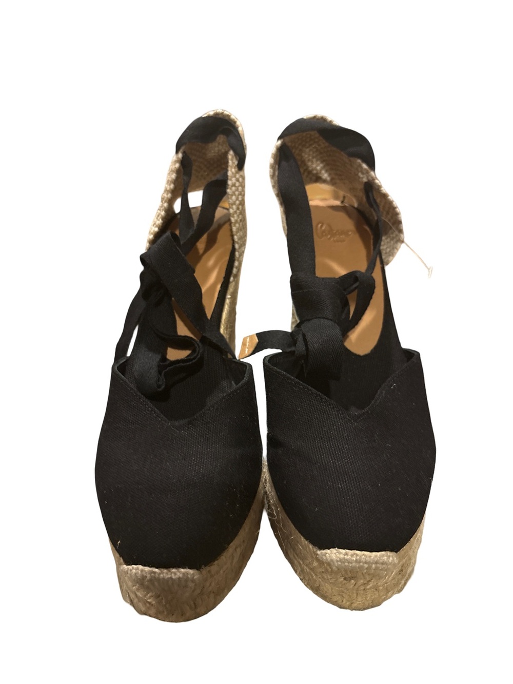 Castaner Black Espadrille Wedge Lace-Up Shoes